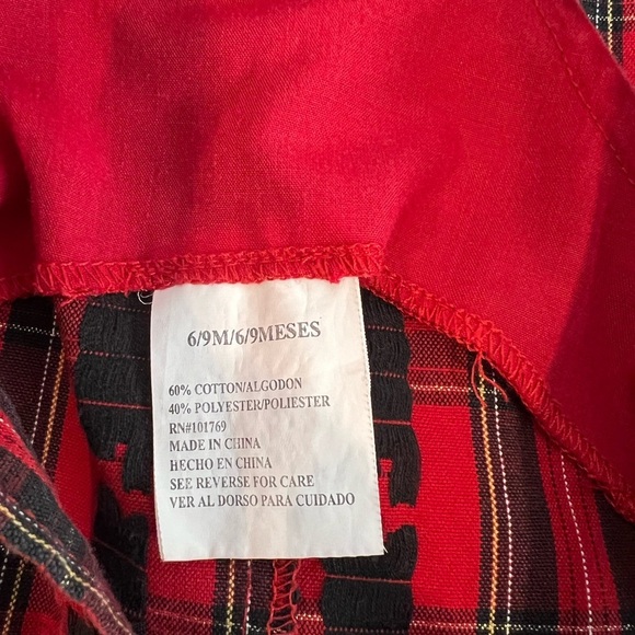 Vintage Plaid Scottie Dog Overalls Unbranded Red Size 6/9M Gender Neutral - Picture 4 of 4